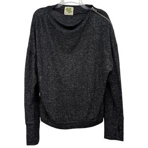 Women's Sz L Cowlneck Long Sleeve Zipper on Shoulder Sweater Warm Whimsigoth Y2k